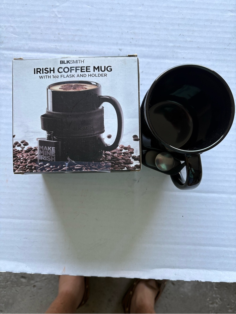 BLKSMITH Black Irish Coffee Mug with Built-In Flask and Handle